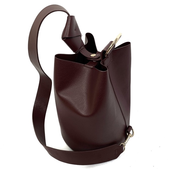 Zara Handbags - Zara Burgundy Bucket Feed Bag